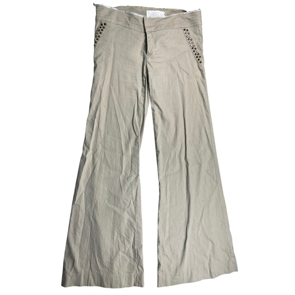 Ya-Ya by Joy Han Linen Cotton Blend Studded Wide Leg Pants Size 4 Boho